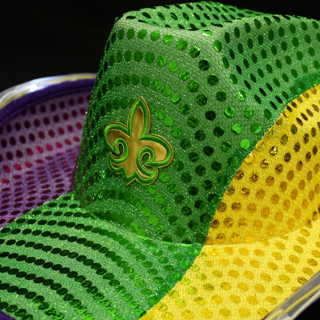 Shine Bright in the Mardi Gras Parade with our Light-Up Cowboy Hat!