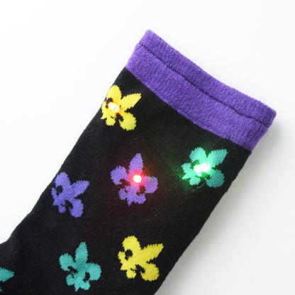 Shine Bright with Our Light-Up Mardi Gras Socks!