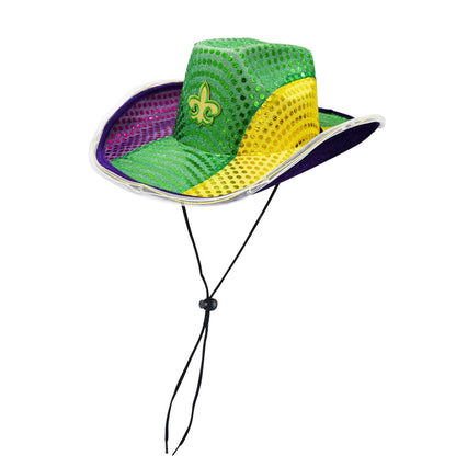 Shine Bright in the Mardi Gras Parade with our Light-Up Cowboy Hat!