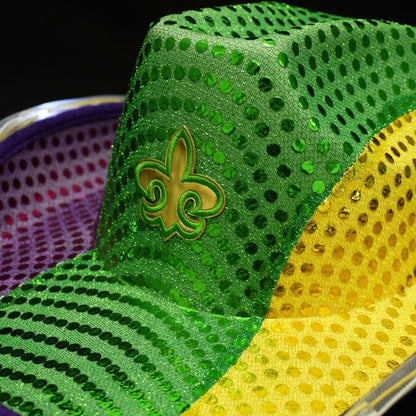 Shine Bright in the Mardi Gras Parade with our Light-Up Cowboy Hat!