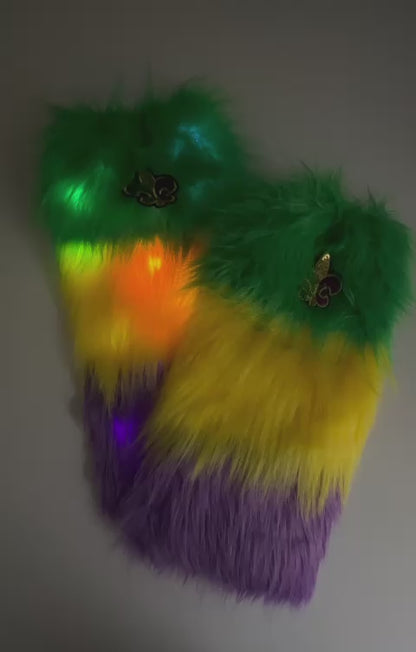 Light-Up Furry Mardi Gras Leggings!